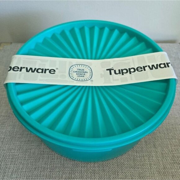Tupperware Other - Vintage Tupperware Servalier Large Turquoise Blue Bowl Round Trusted Since 1946